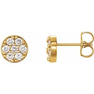 18K Yellow Gold 2.1 mm Round Cluster Earring Mounting