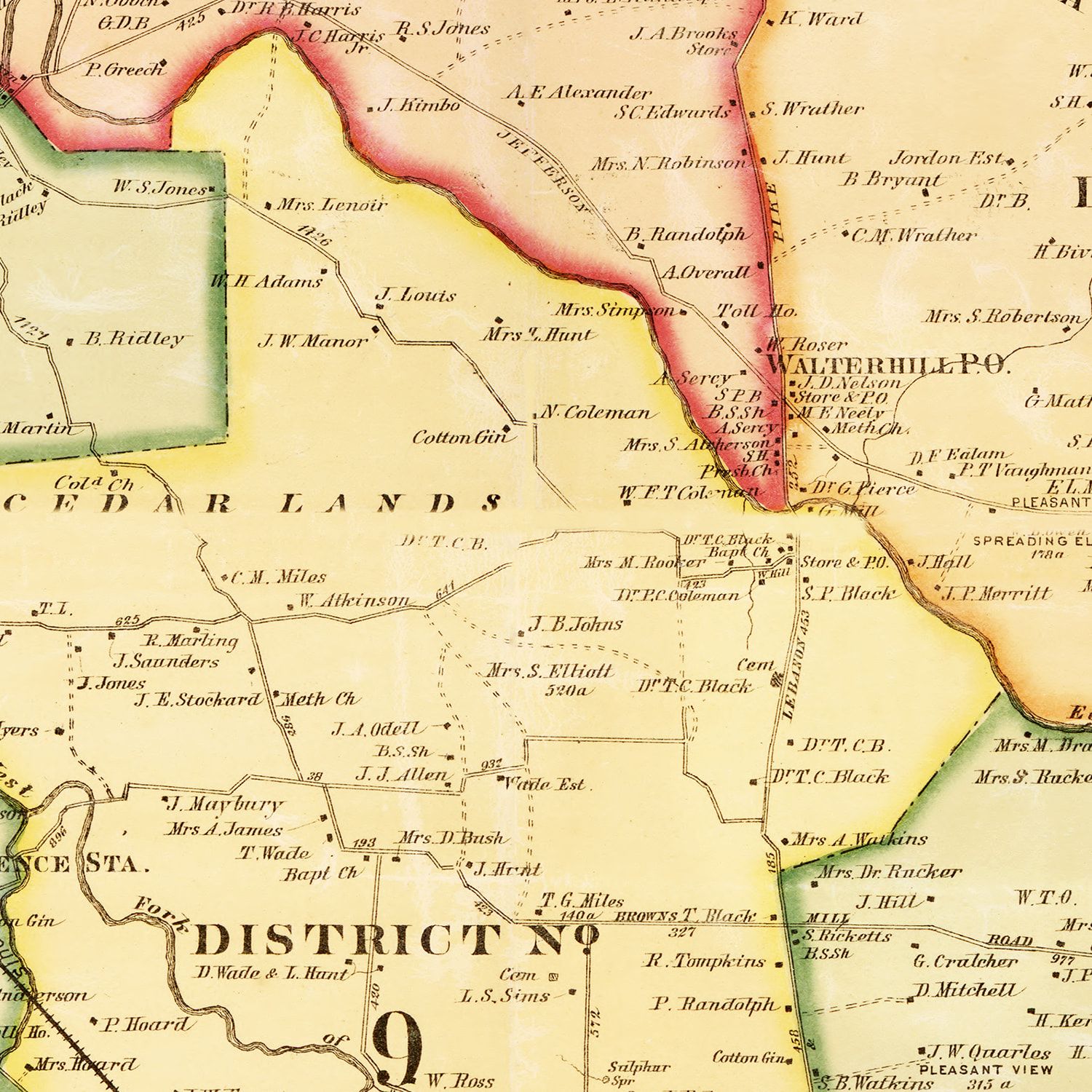 Vintage Map of Rutherford County, Tennessee 1878