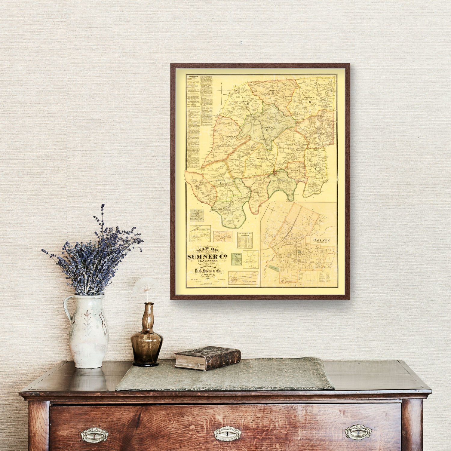 Vintage Map of Sumner County, Tennessee 1878