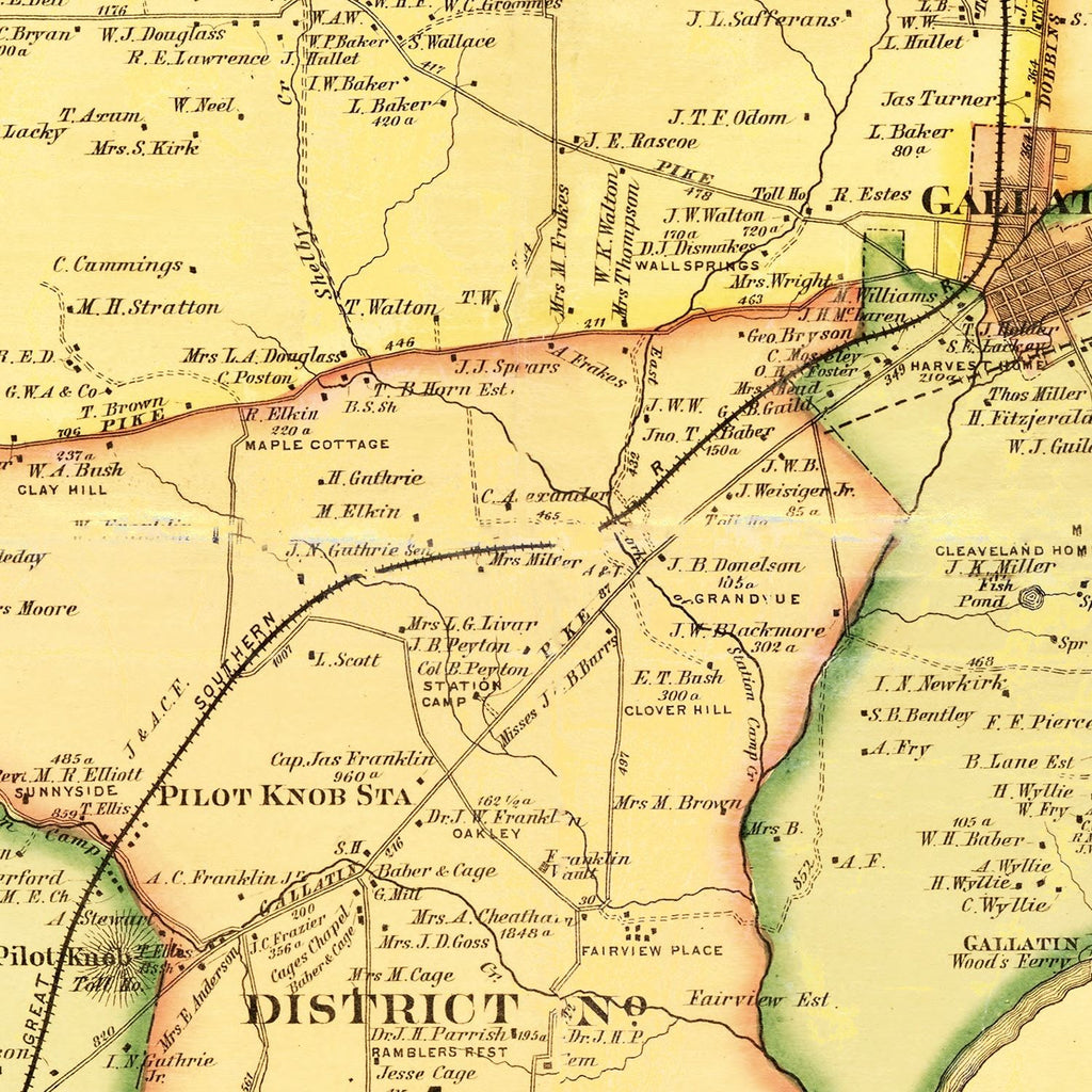 Vintage Map of Sumner County, Tennessee 1878