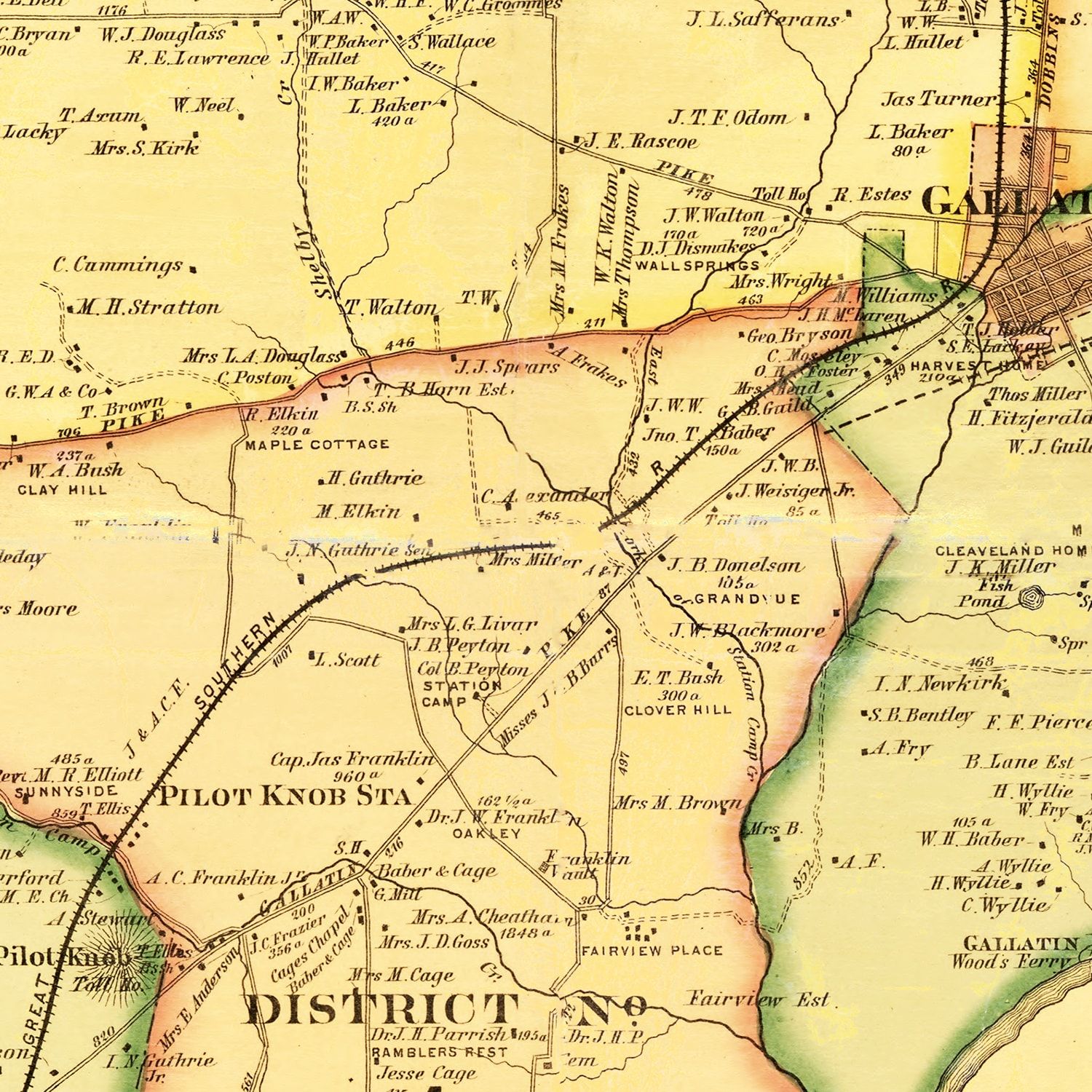 Vintage Map of Sumner County, Tennessee 1878