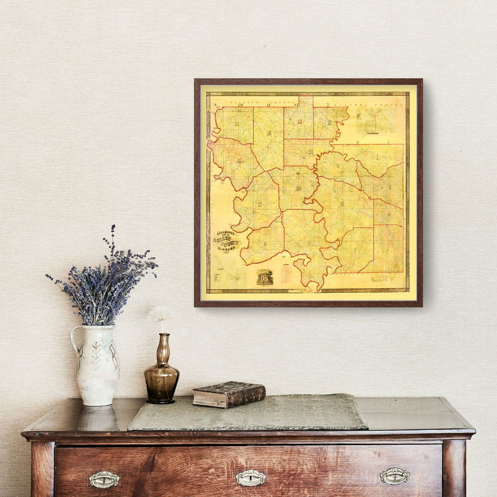 Vintage Map of Greene County, Alabama 1856