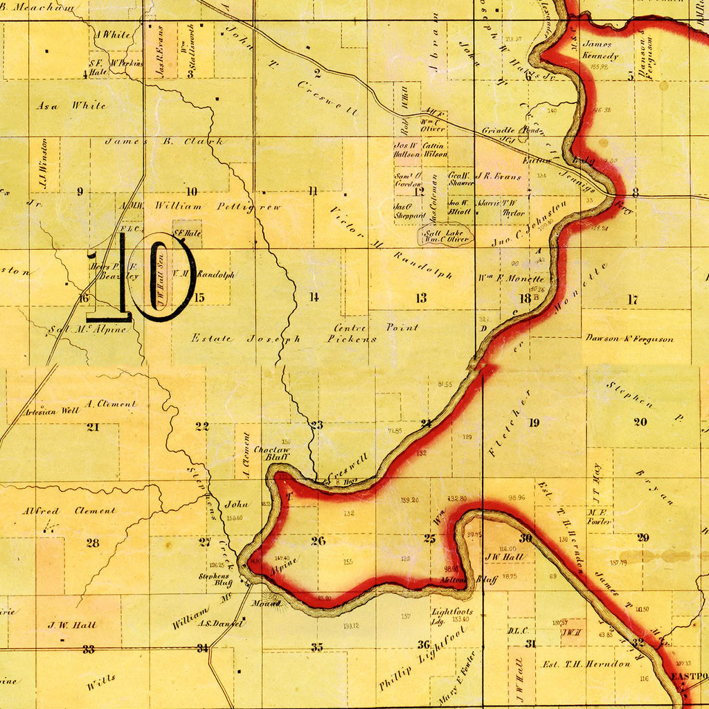 Vintage Map of Greene County, Alabama 1856