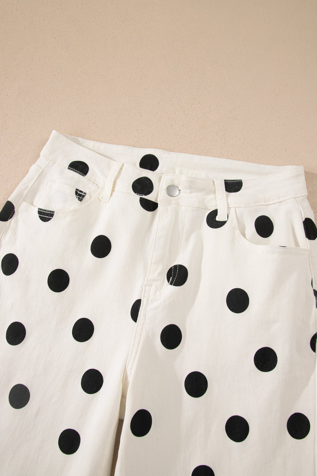 Polka Dot Wide Leg Ankle Length Jeans