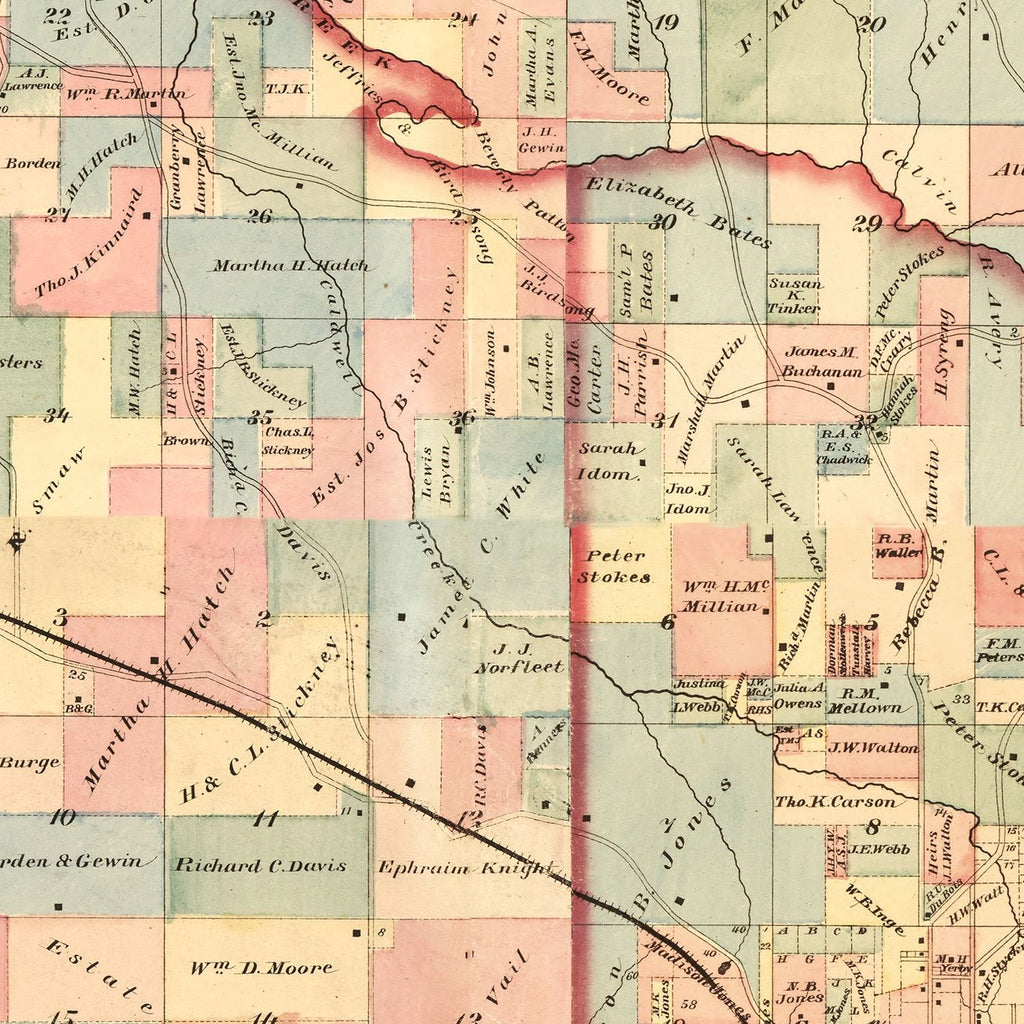 Vintage Map of Hale County, Alabama 1870