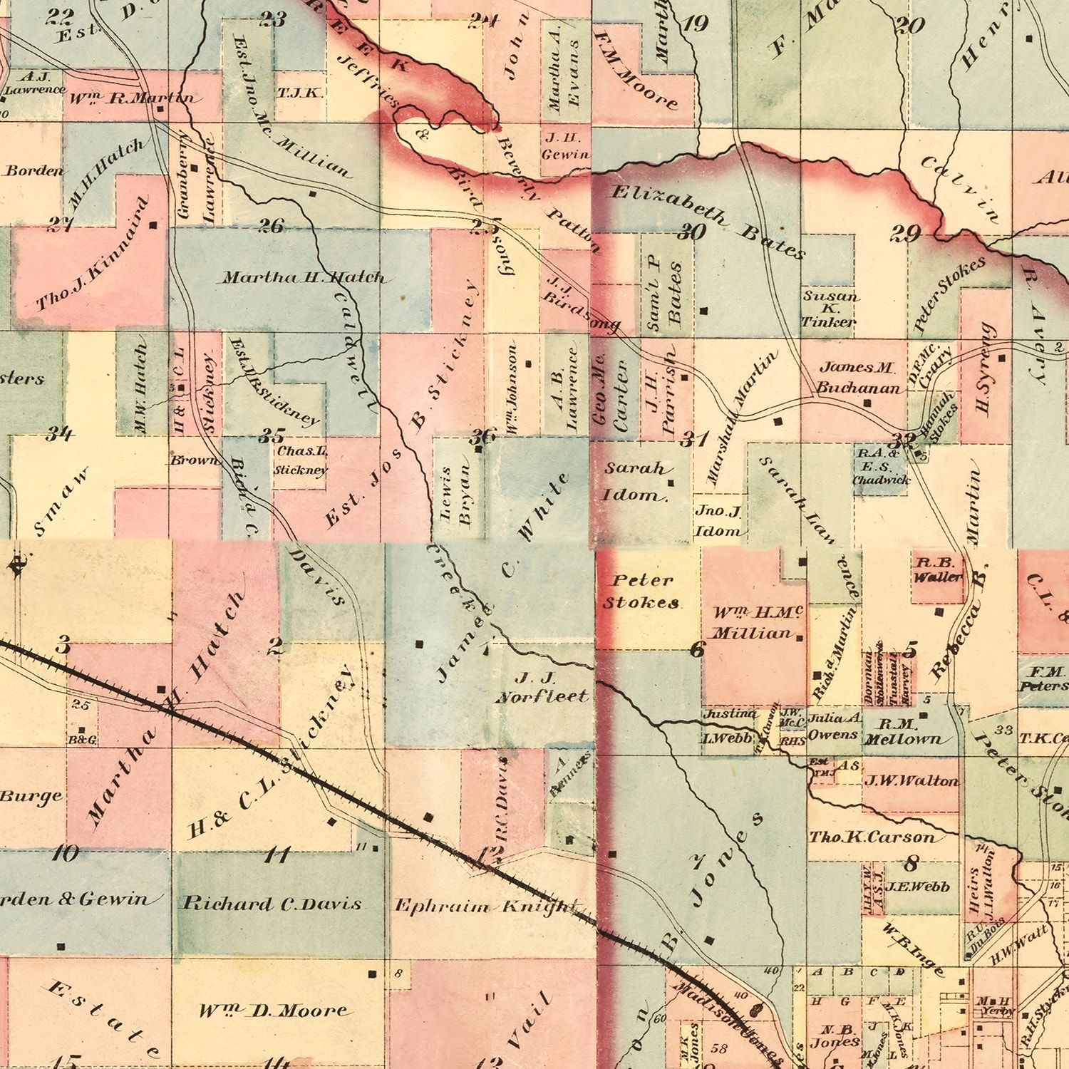 Vintage Map of Hale County, Alabama 1870
