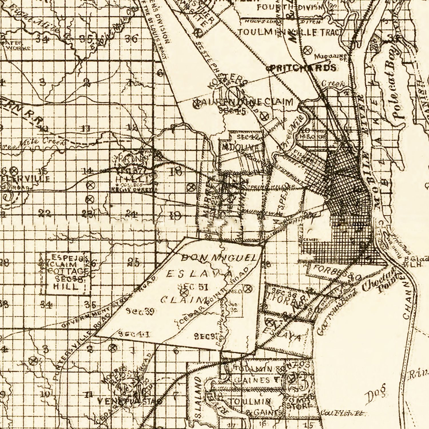 Vintage Map of Mobile County, Alabama 1895