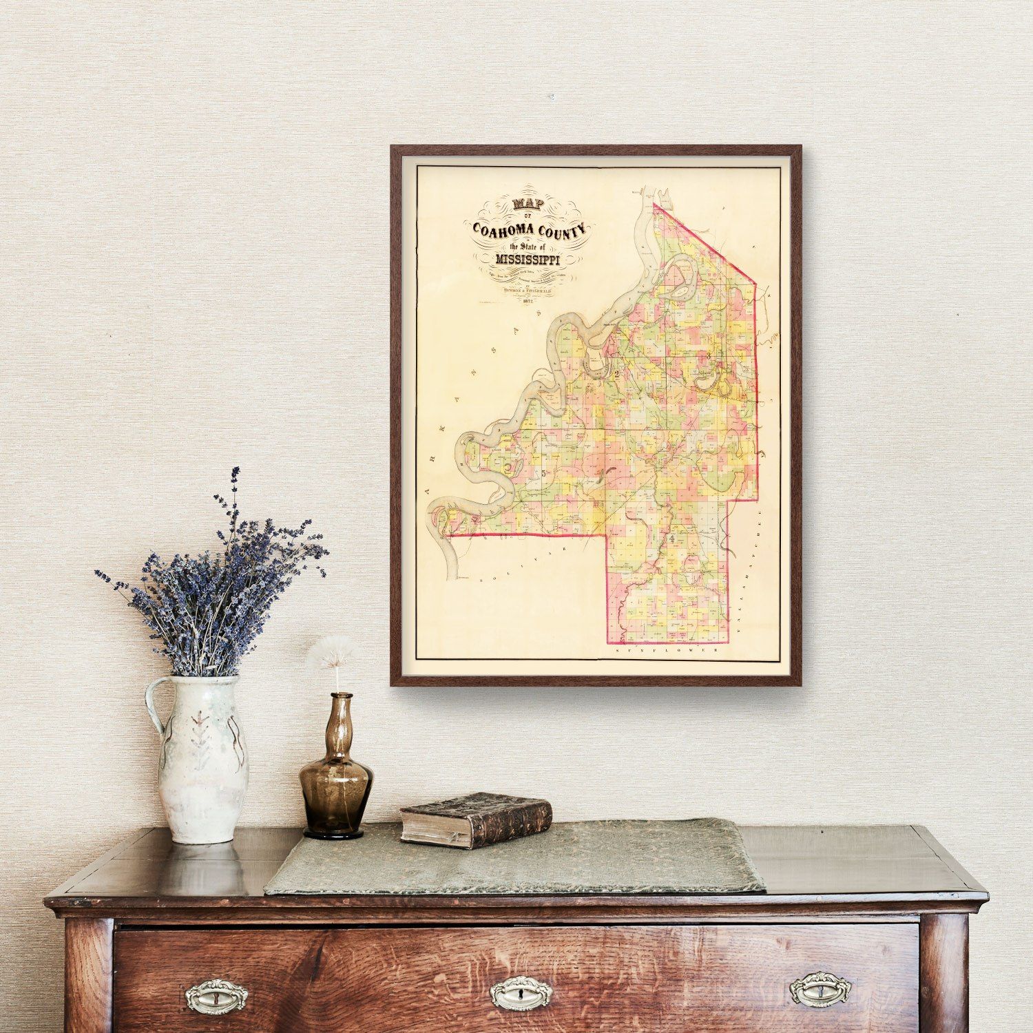 Vintage Map of Coahoma County, Mississippi 1872