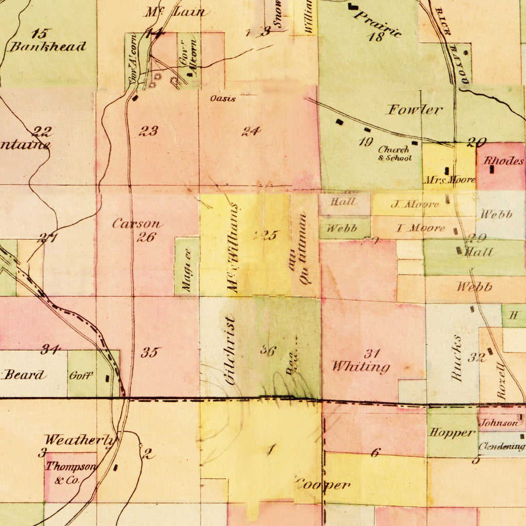 Vintage Map of Coahoma County, Mississippi 1872