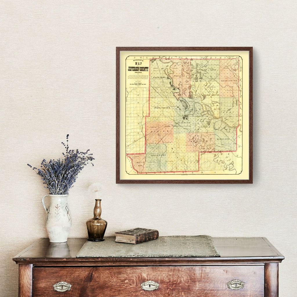 Vintage Map of Jefferson County, Arkansas 1872