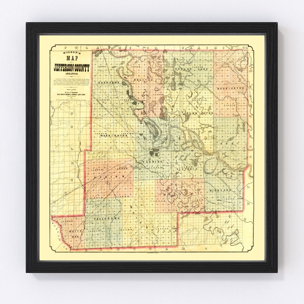 Vintage Map of Jefferson County, Arkansas 1872