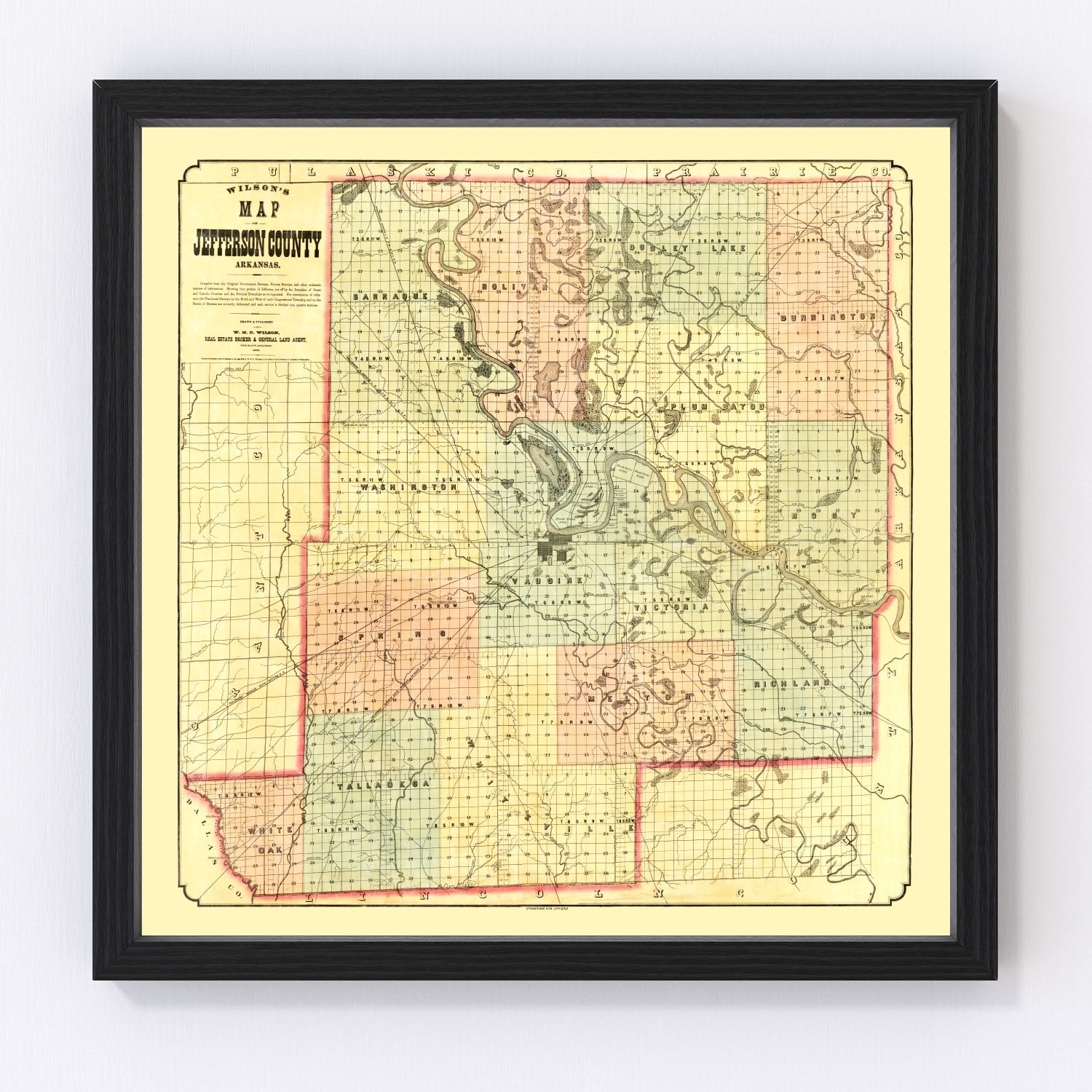 Vintage Map of Jefferson County, Arkansas 1872