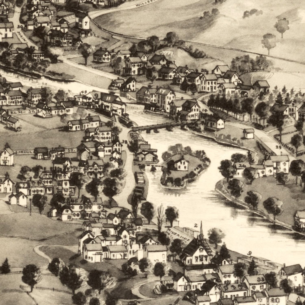Vintage Map of Cherryfield, Maine 1896