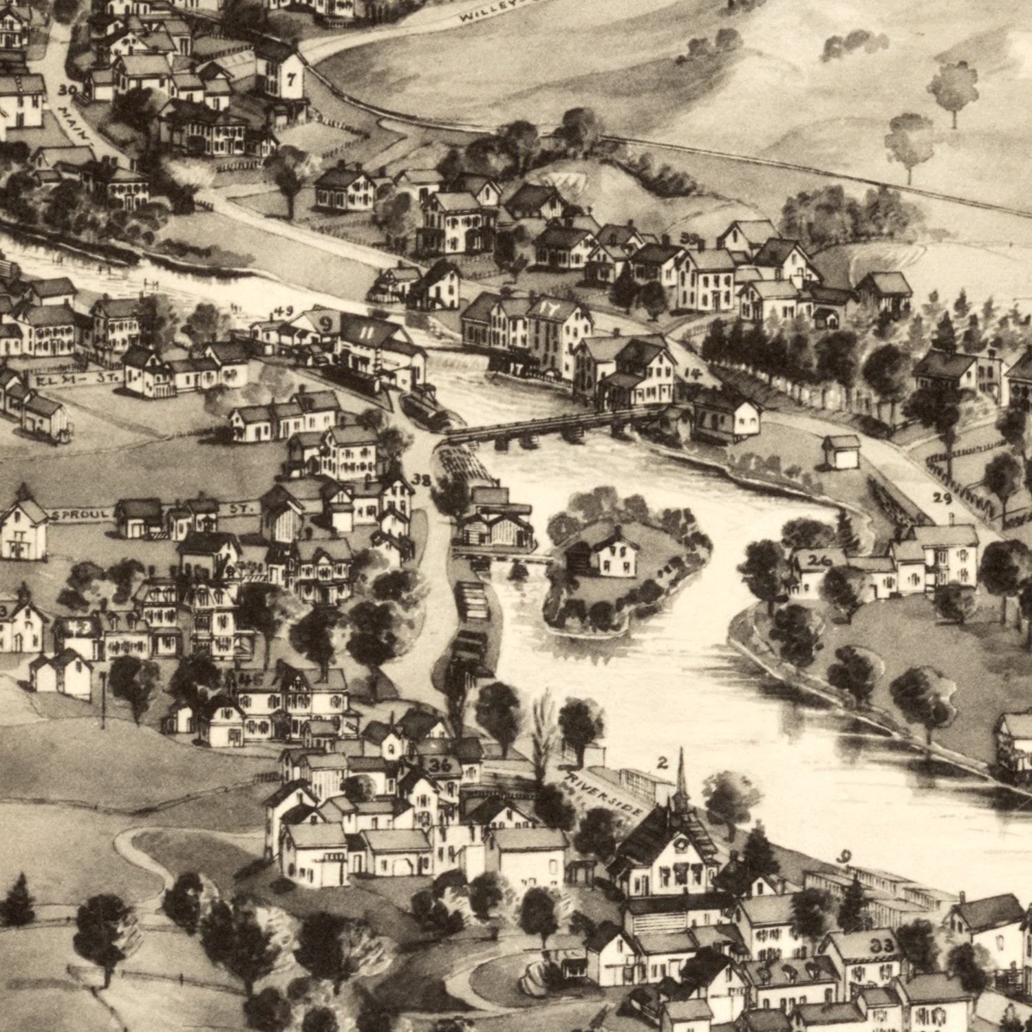 Vintage Map of Cherryfield, Maine 1896