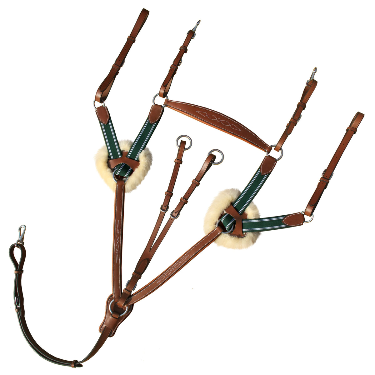 ExionPro 5 Point Breastplate - Green Elastic with White Lines