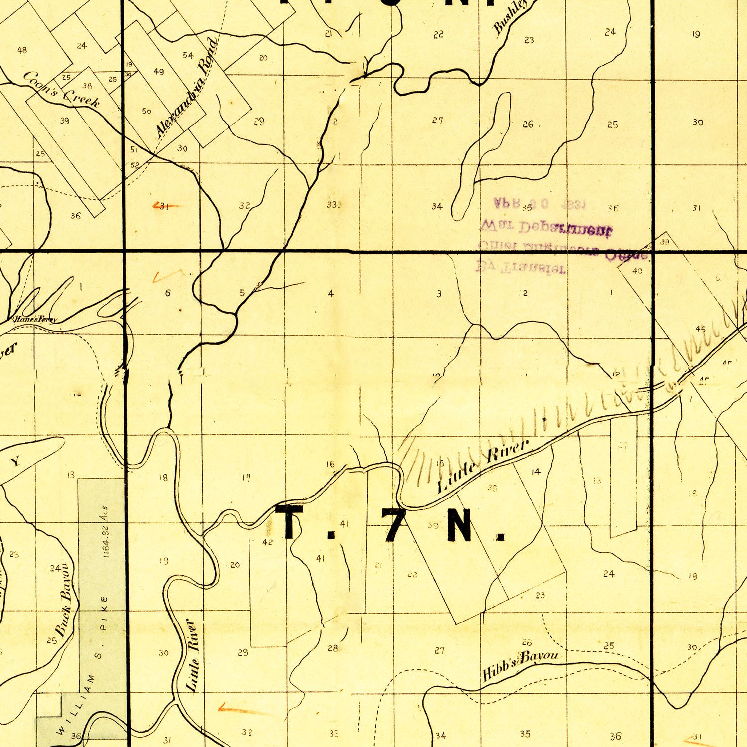 Vintage Map of Catahoula Parish, Louisiana 1860
