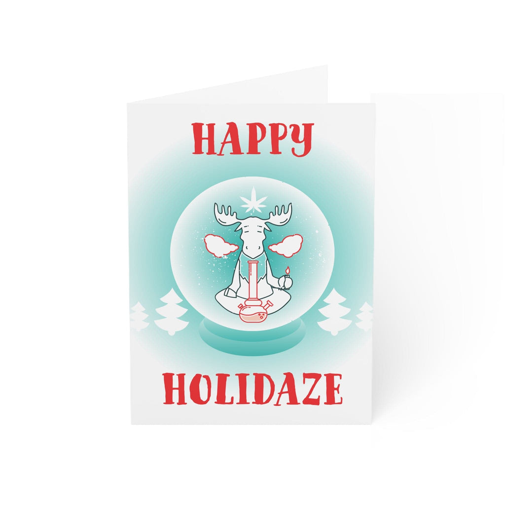 Happy Holidaze Zen Moose Smoking Bong Merry Christmas Greeting Cards (1, 10, 30, and 50pcs)