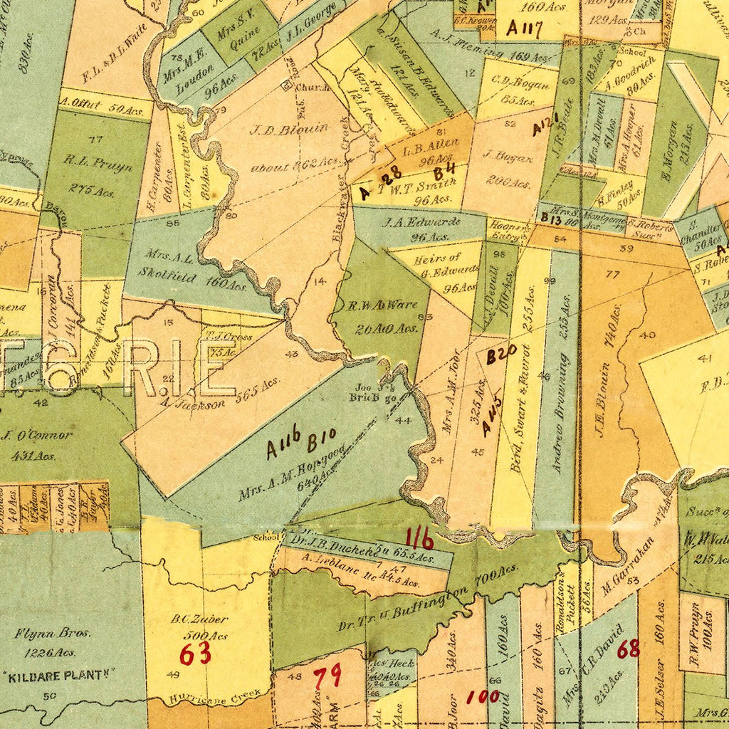 Vintage Map of East Baton Rouge Parish, Louisiana 1895