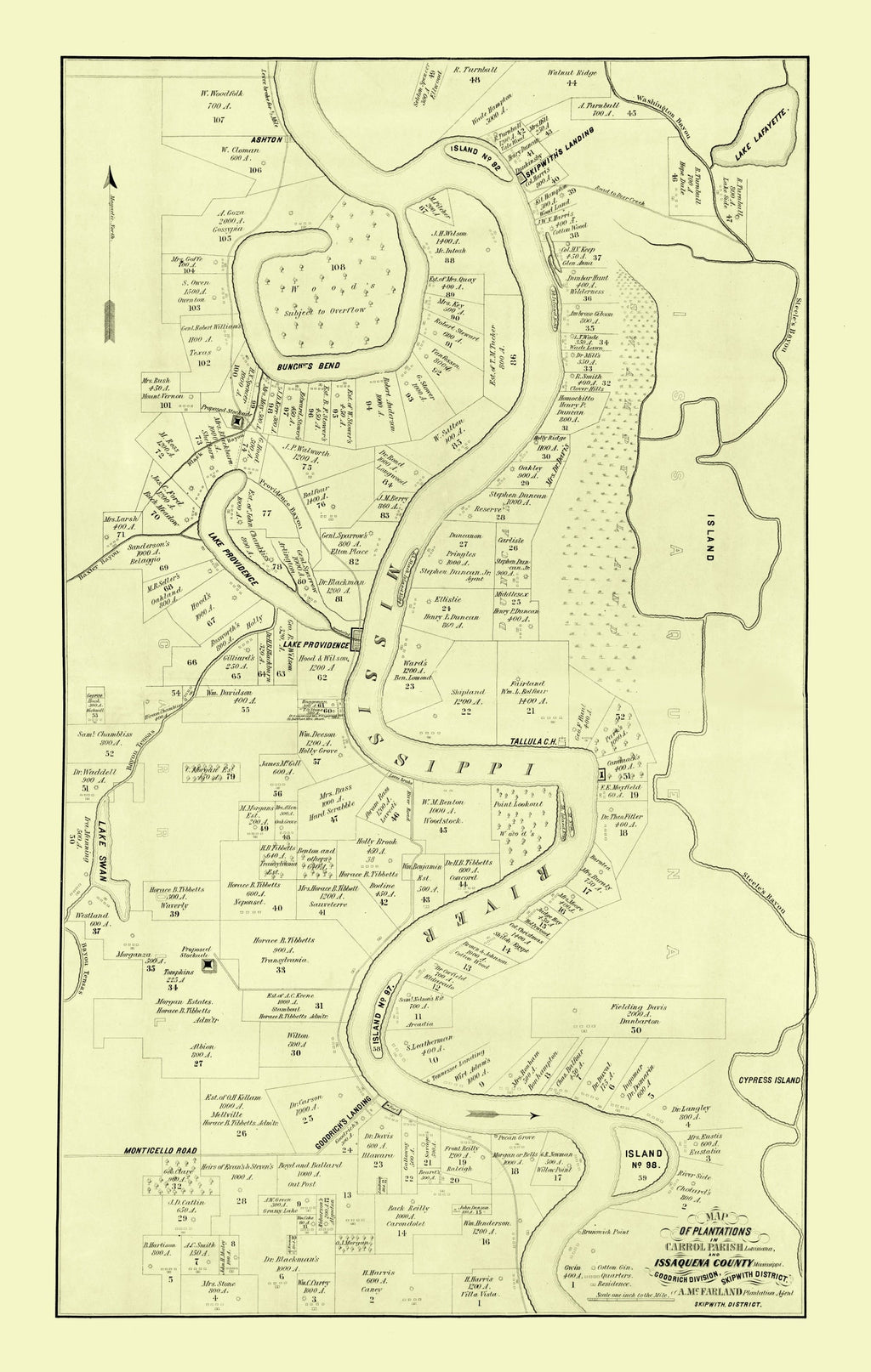 Vintage Map of Carroll Parish, Louisiana 1860