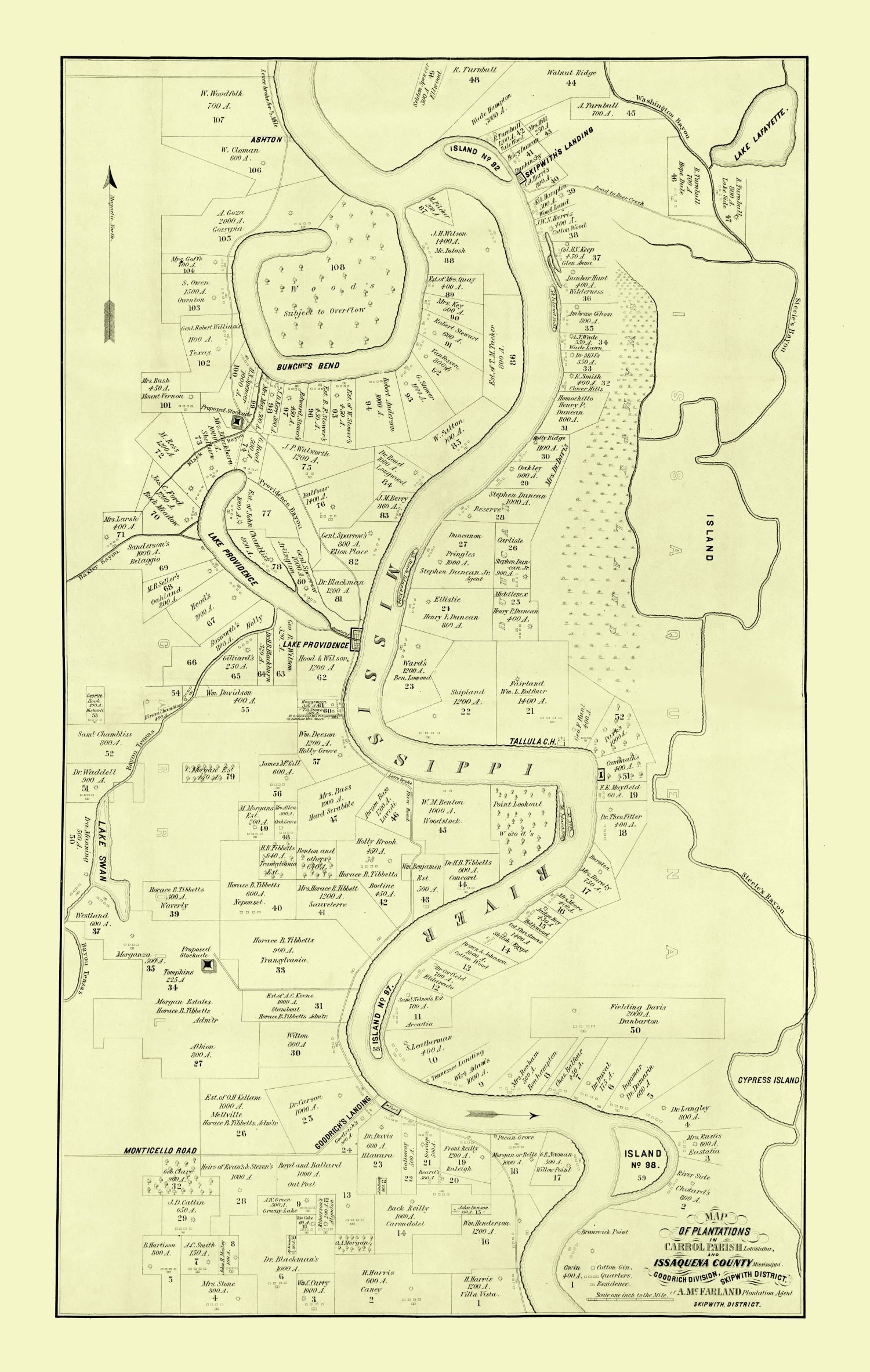 Vintage Map of Carroll Parish, Louisiana 1860