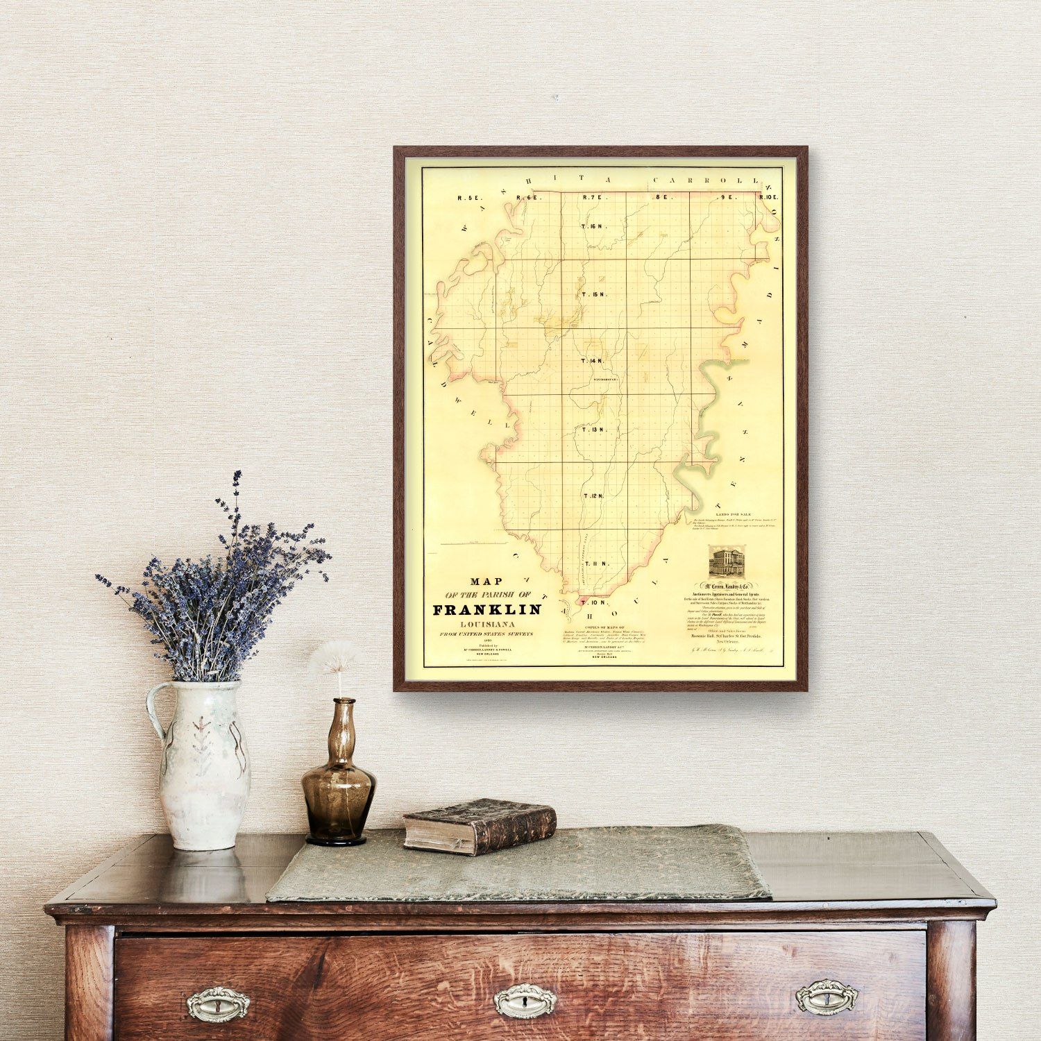 Vintage Map of Franklin Parish, Louisiana 1860