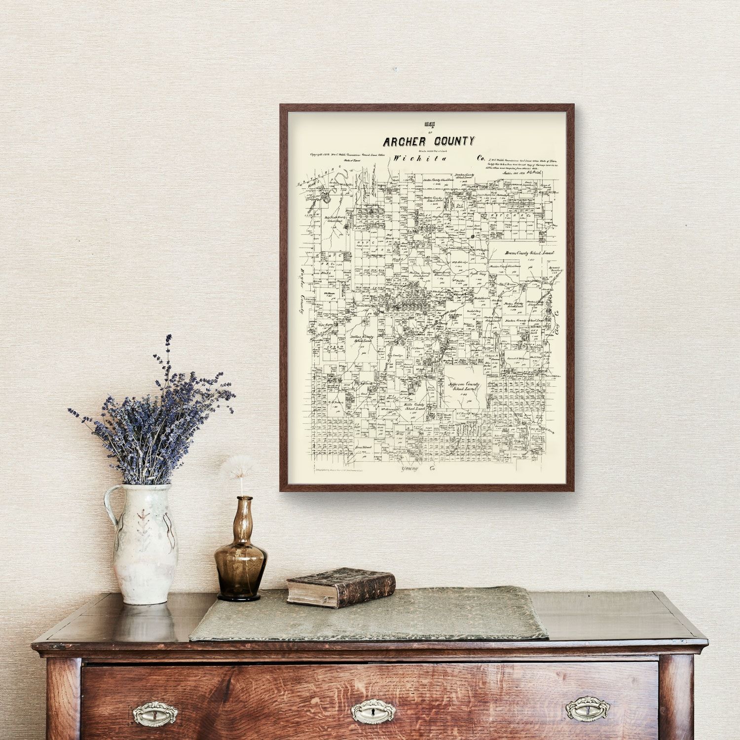 Vintage Map of Archer County, Texas 1879