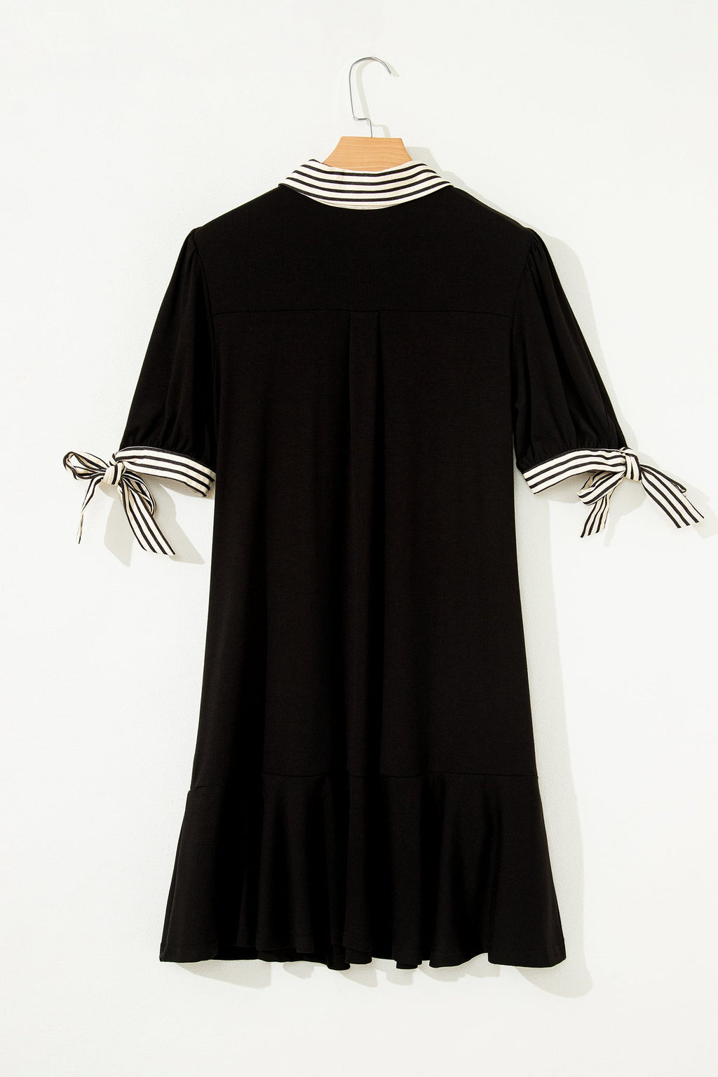 Stripe Polo Collar Tied Short Sleeve Mini Dress