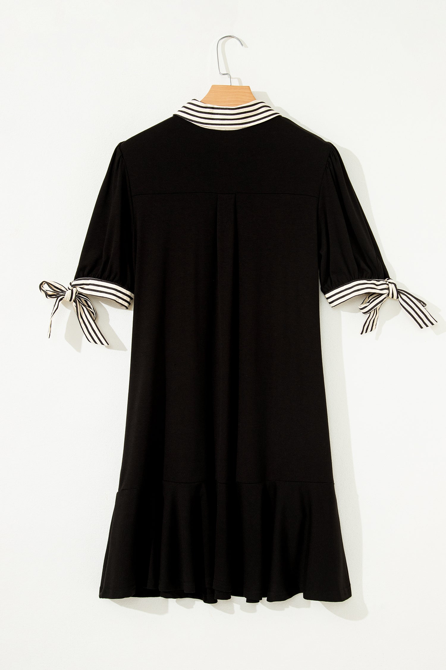 Stripe Polo Collar Tied Short Sleeve Mini Dress