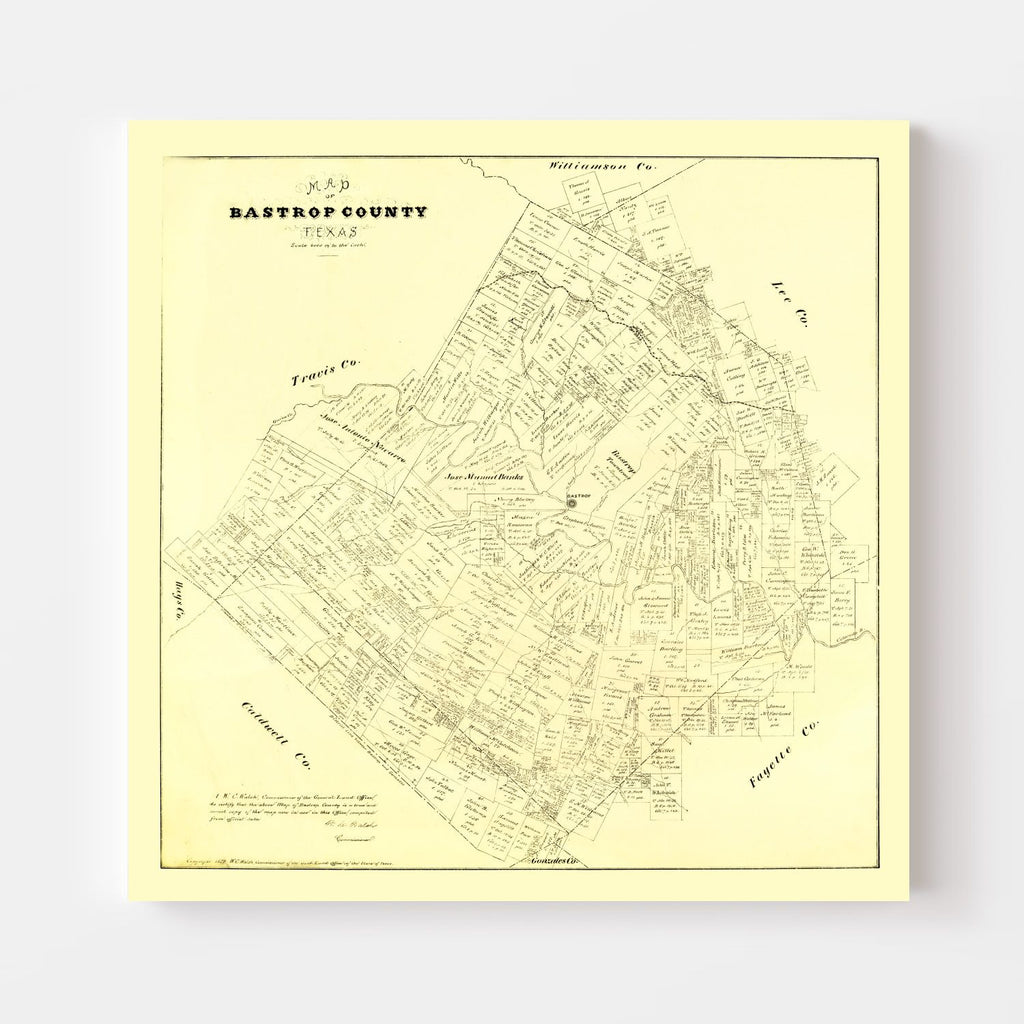 Vintage Map of Bastrop County, Texas 1879