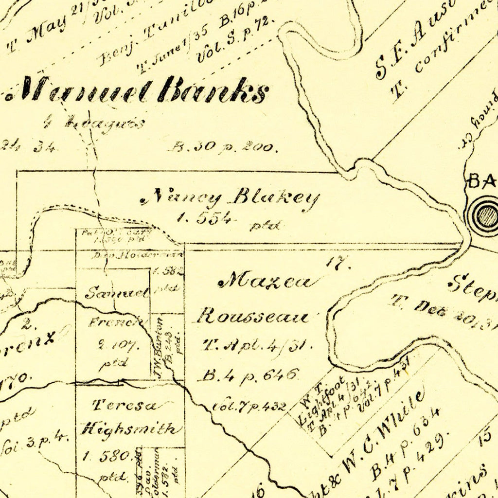 Vintage Map of Bastrop County, Texas 1879