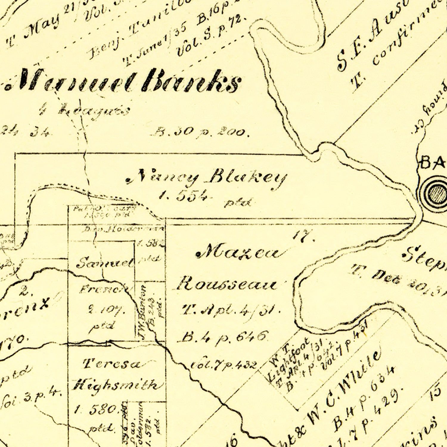 Vintage Map of Bastrop County, Texas 1879