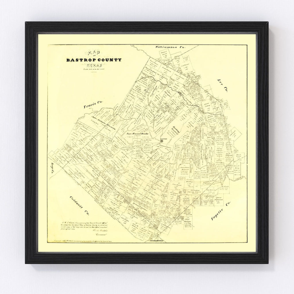 Vintage Map of Bastrop County, Texas 1879