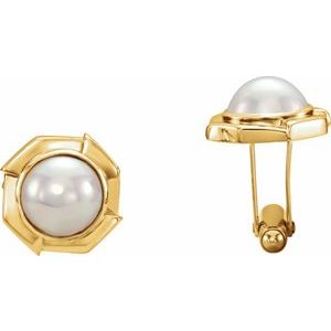 14K Yellow Gold Mabé Cultured Pearl Cuff Links