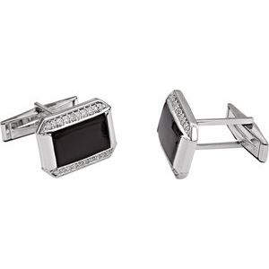 14K White Gold 1/4 CTW Natural Diamond Cuff Links