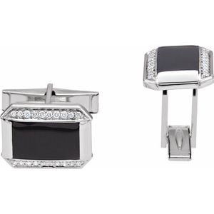 14K White Gold 1/4 CTW Natural Diamond Cuff Links