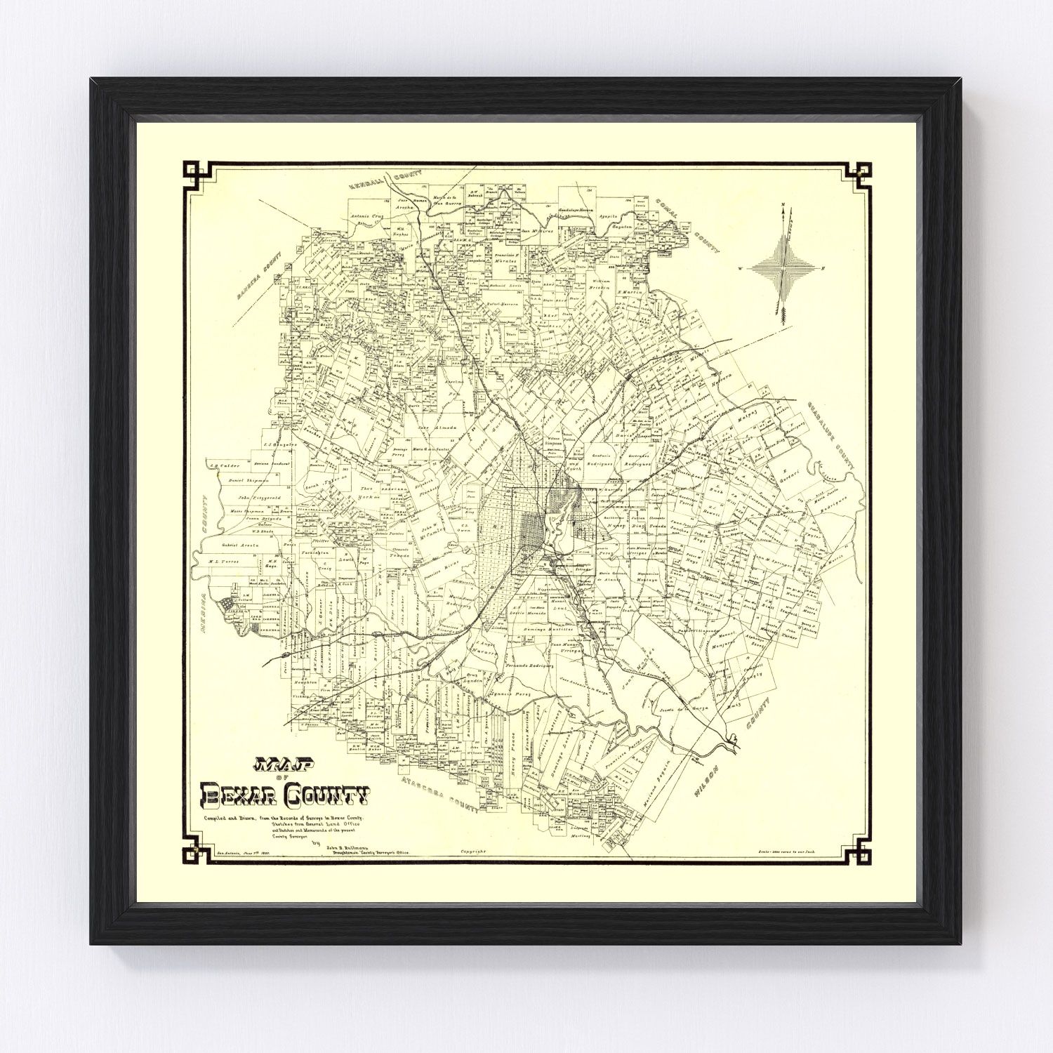 Vintage Map of Bexar County, Texas 1887