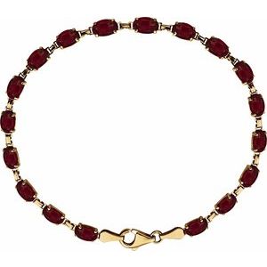 14K Yellow Gold Natural Mozambique Garnet 7 1/4" Bracelet
