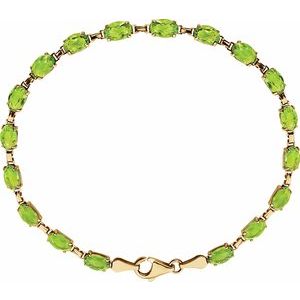 14K Yellow Gold Natural Peridot 7 1/4" Bracelet