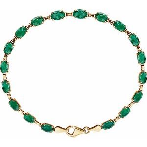 14K Yellow Gold Lab-Grown Emerald 7.25" Bracelet