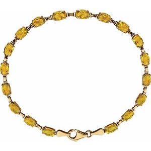 14K Yellow Gold Natural Citrine 7 1/4" Bracelet