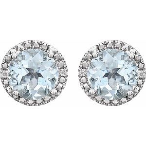 Sterling Silver Natural Aquamarine & .01 CTW Natural Diamond Earrings – image 2