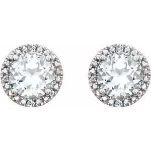 Sterling Silver Lab-Grown White Sapphire & .01 CTW Natural Diamond Earrings – image 2