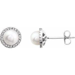 Round 4-Prong Halo-Style Birthstone Stud Earrings