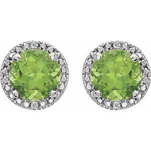 Sterling Silver Natural Peridot & .01 CTW Natural Diamond Earrings – image 2
