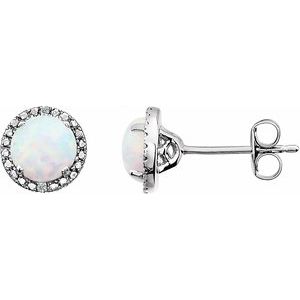 Round 4-Prong Halo-Style Birthstone Stud Earrings