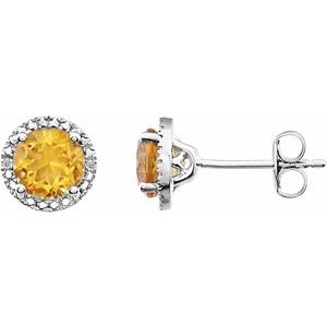 Sterling Silver Lab-Grown Opal & .01 CTW Natural Diamond Earrings – image 3