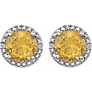 Sterling Silver Lab-Grown Opal & .01 CTW Natural Diamond Earrings – image 4