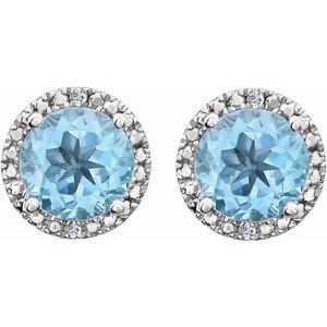 Sterling Silver Natural Sky Blue Topaz & .01 CTW Natural Diamond Earrings – image 2
