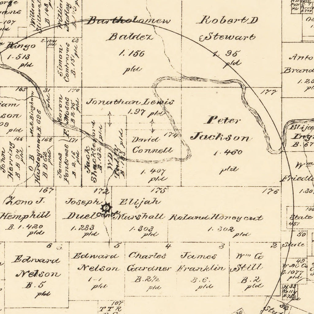 Vintage Map of Blanco County, Texas 1879
