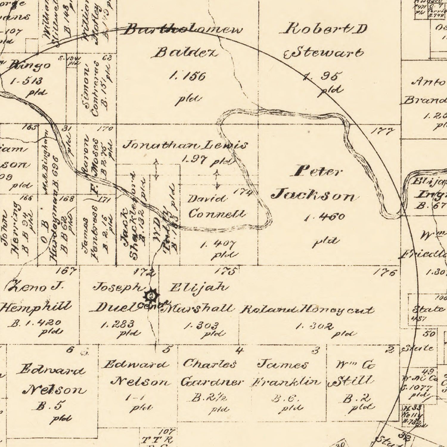 Vintage Map of Blanco County, Texas 1879